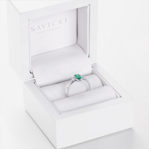 Pierścionek Secret Garden: białe złoto, szmaragd